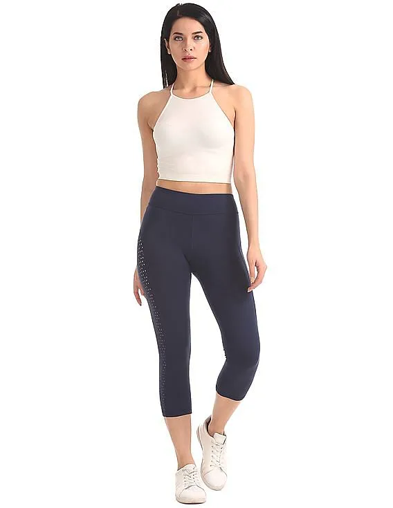 Perforated Panel Cropped Leggings