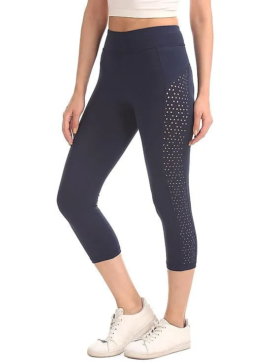 Perforated Panel Cropped Leggings