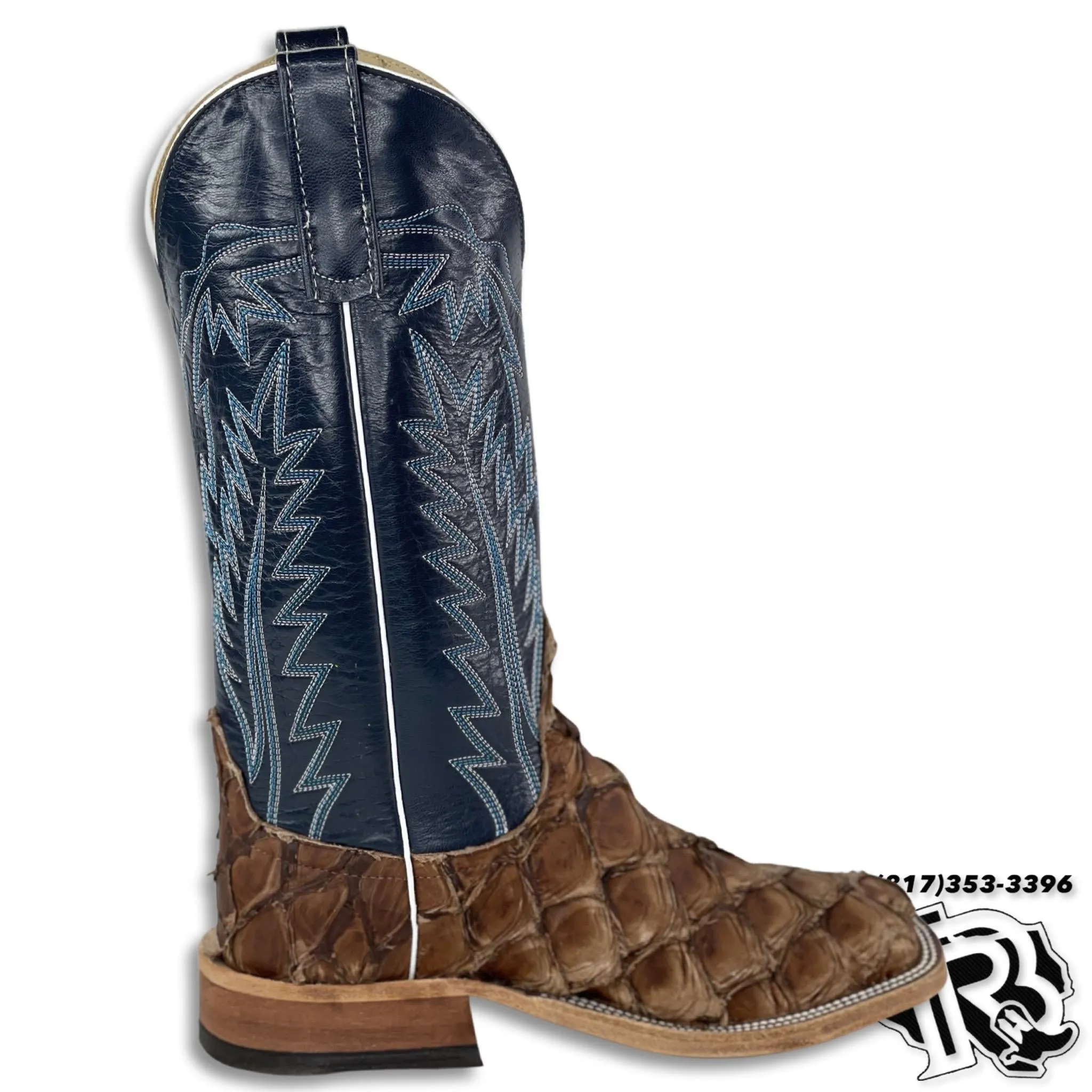 Anderson Bean Chocolate Big Bass Fish Men Western Square Toe Boot Style #2013