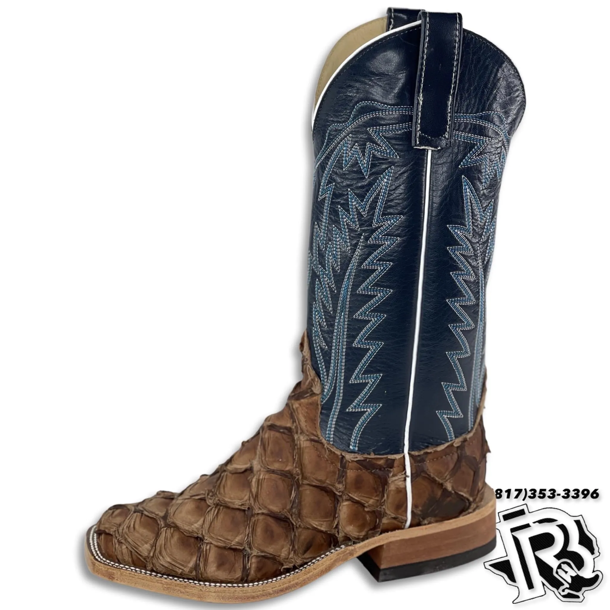 Anderson Bean Chocolate Big Bass Fish Men Western Square Toe Boot Style #2013