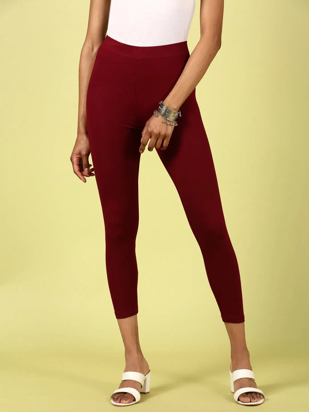 Maroon Ankle Length Leggings