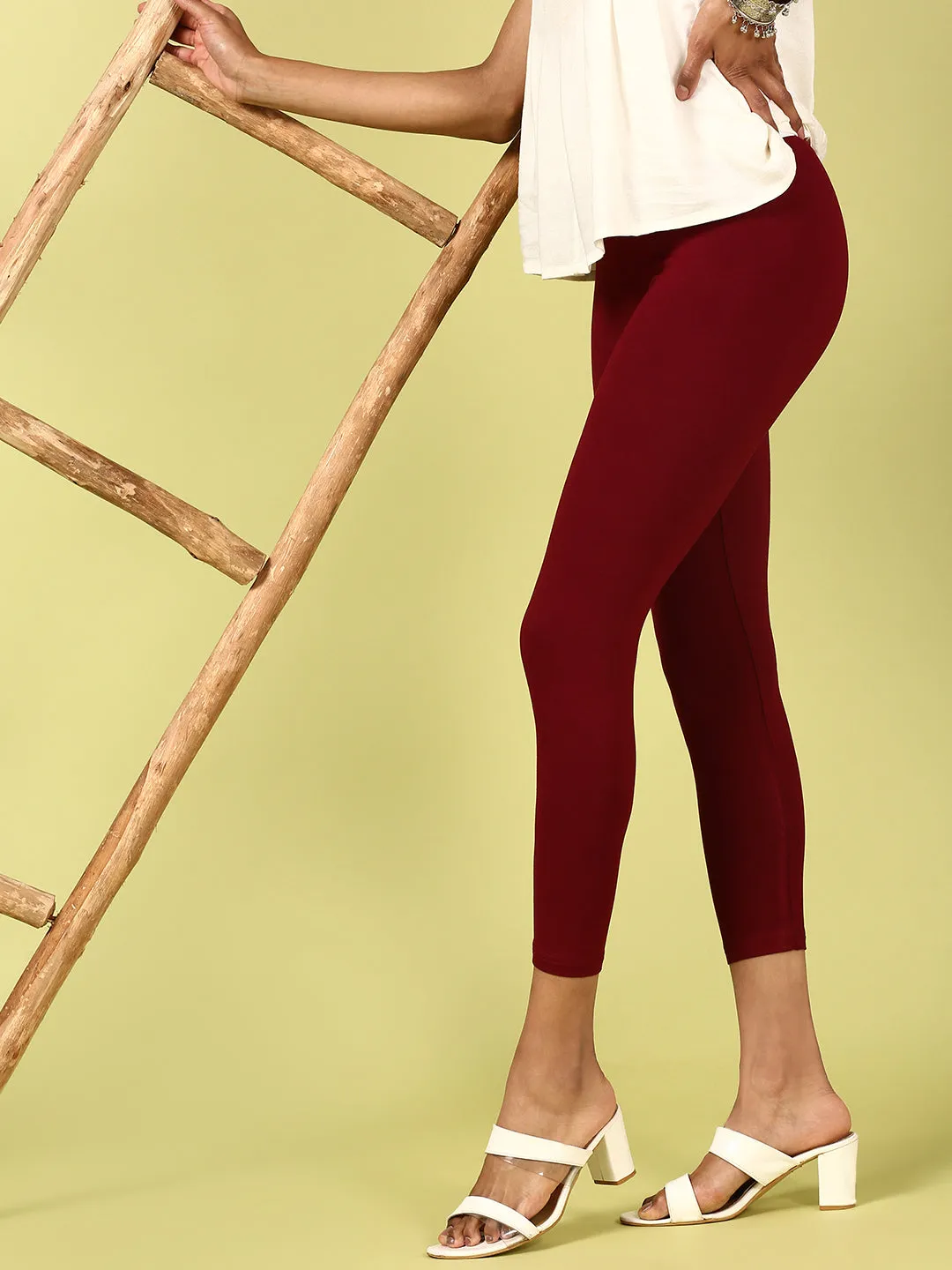 Maroon Ankle Length Leggings