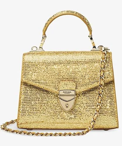 Aspinal of London Women's Gold Mini Leather Top-Handle Bag - Mayfair