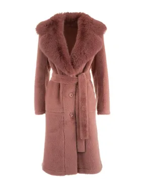 Belted Long Dust Pink Coat by Manuela.