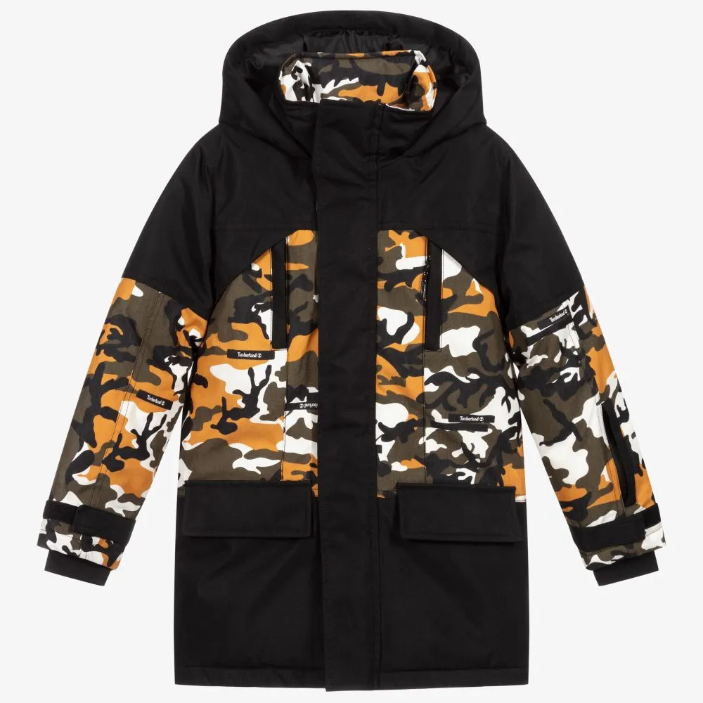 Black and Yellow Camouflage Parka Jacket