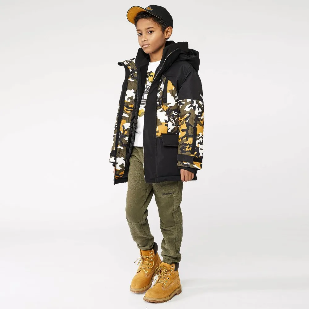 Black and Yellow Camouflage Parka Jacket