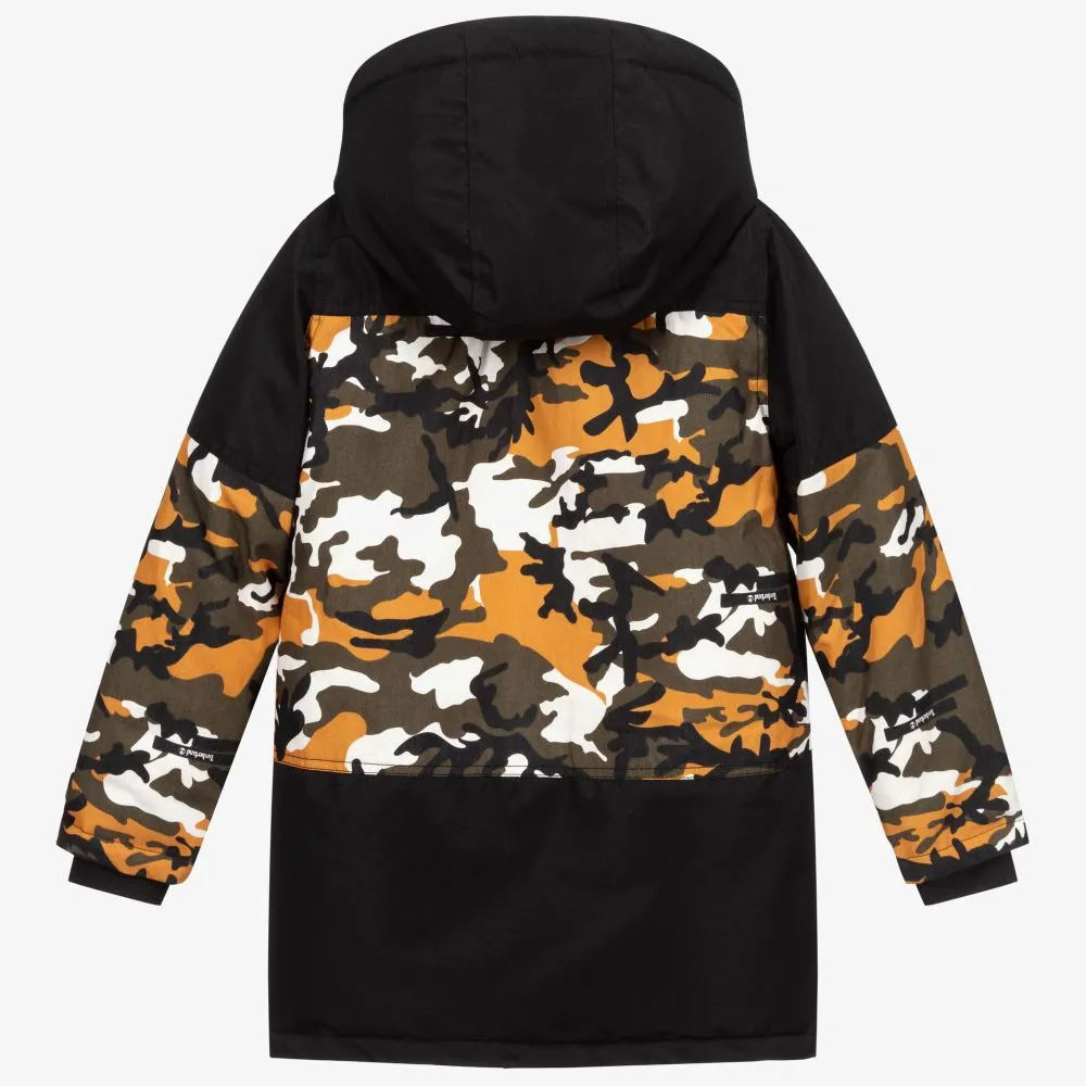 Black and Yellow Camouflage Parka Jacket