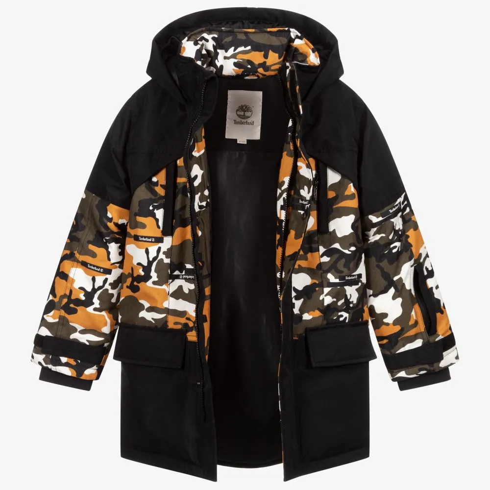 Black and Yellow Camouflage Parka Jacket