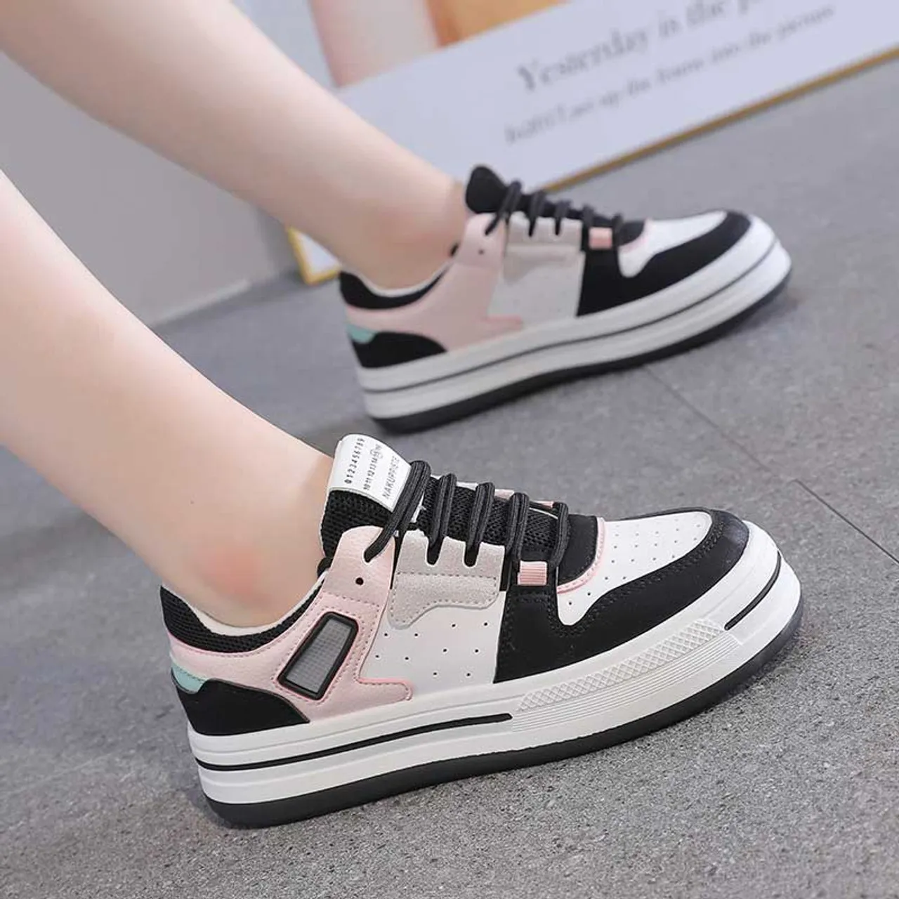 Black Casual Multi Color Platform Shoe Sneaker