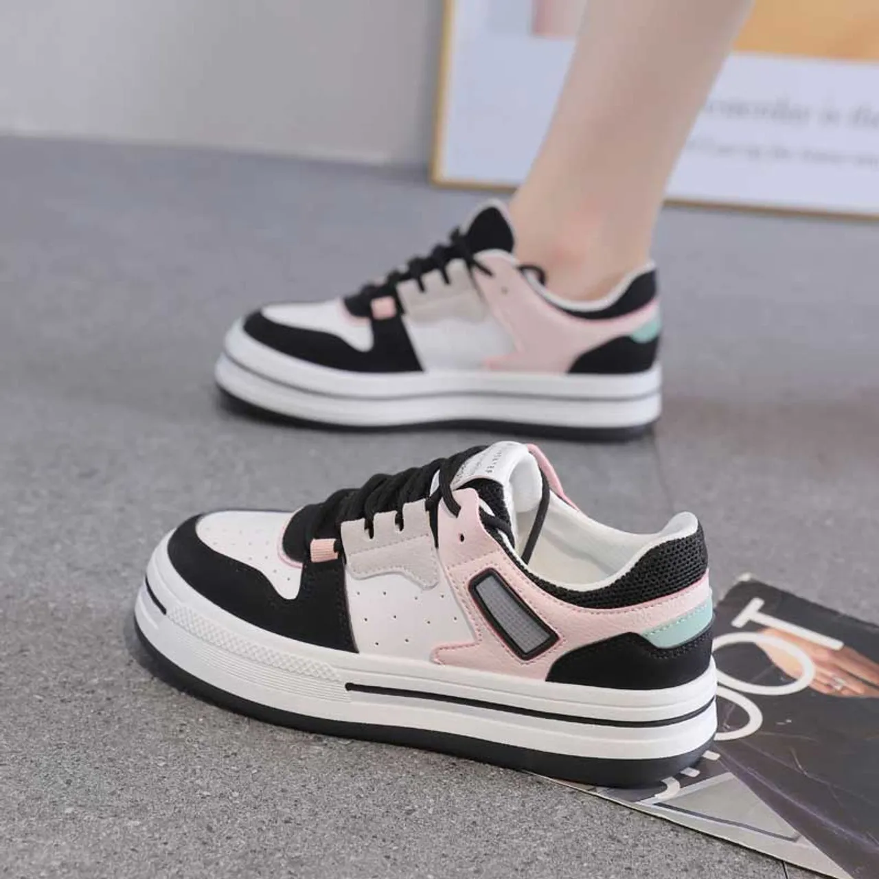 Black Casual Multi Color Platform Shoe Sneaker