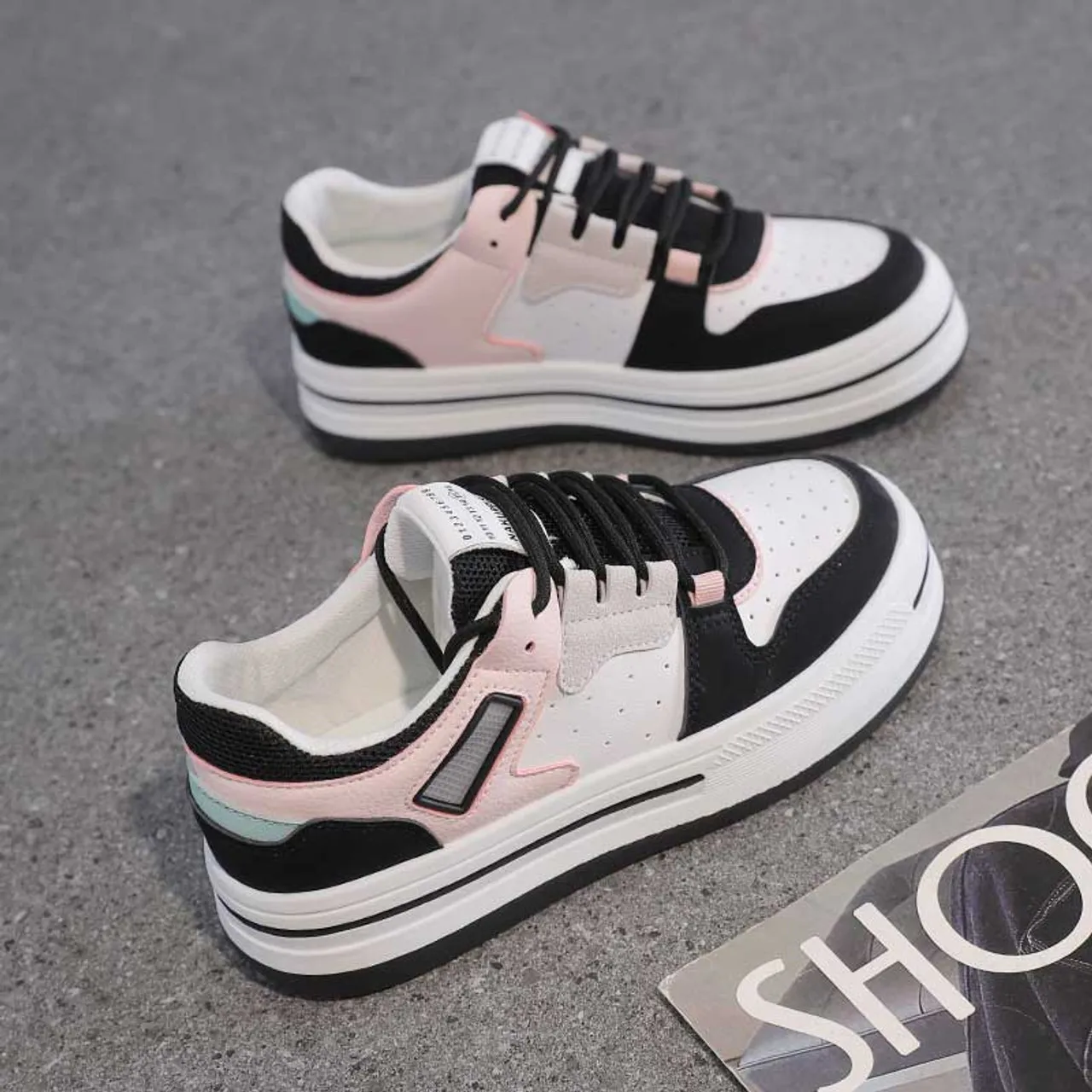 Black Casual Multi Color Platform Shoe Sneaker