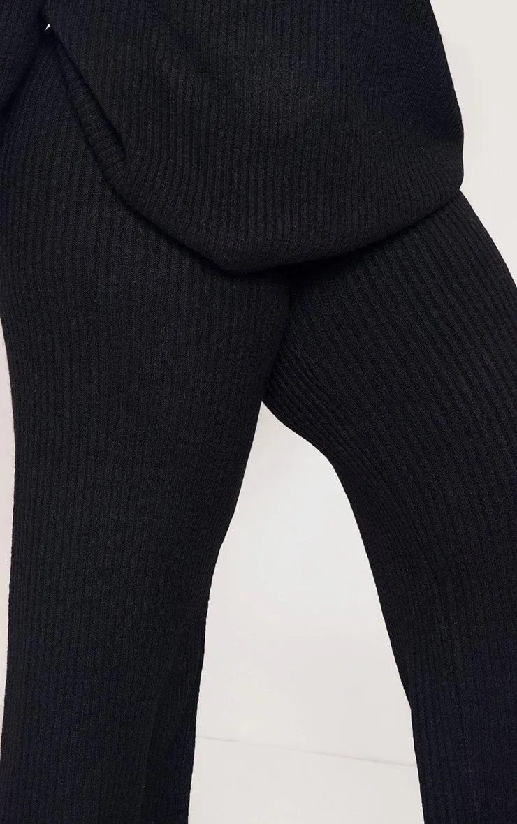 Black Plus Size Rib Knit Trousers