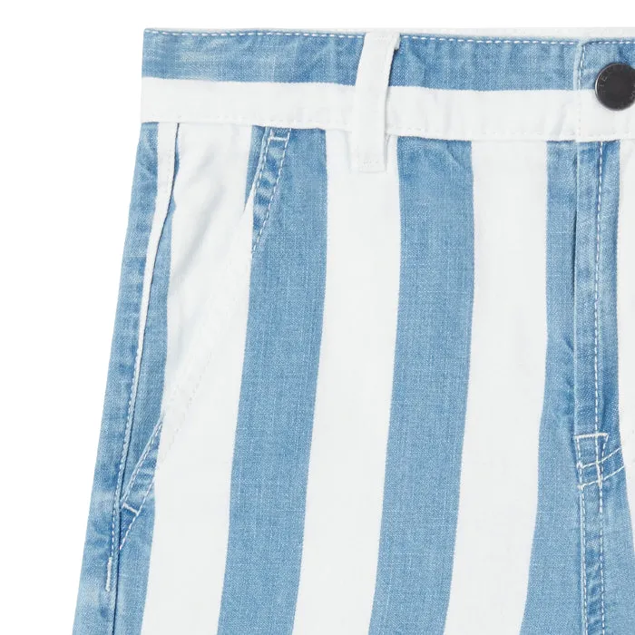 Blue And White Stripes Funfair Shorts for Kids by Stella McCartney