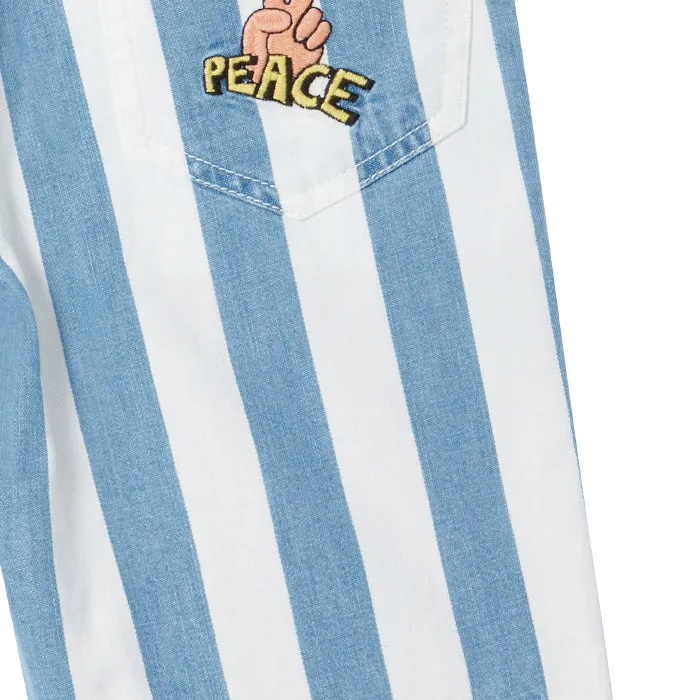 Blue And White Stripes Funfair Shorts for Kids by Stella McCartney