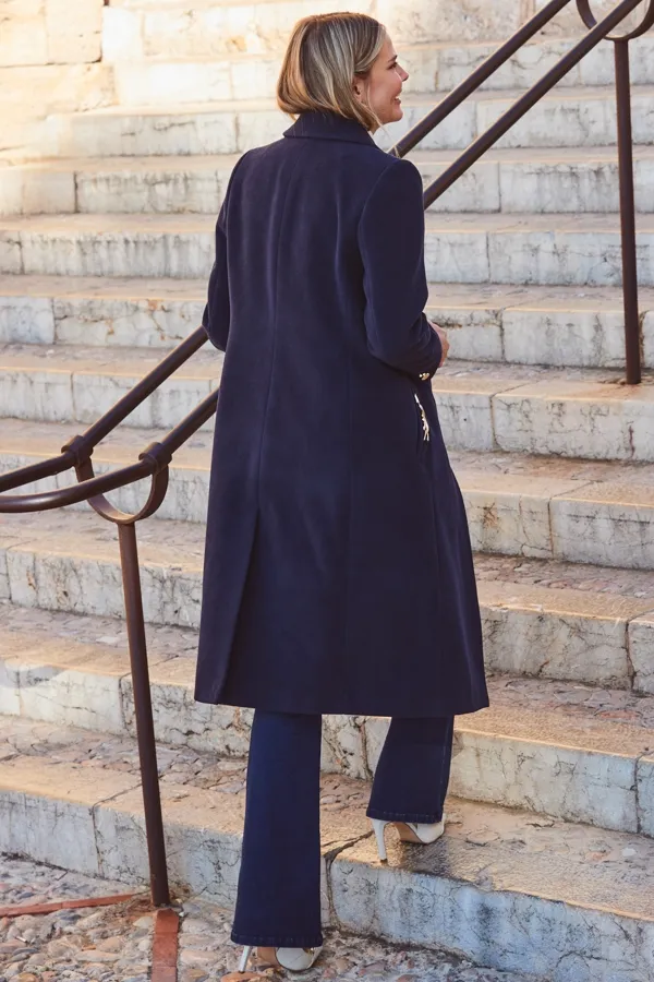 Blue Longline Coat – Premium Navy Color