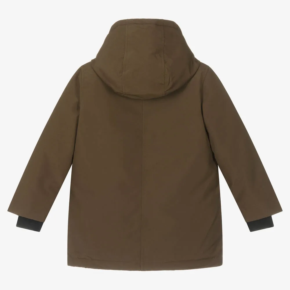 Brown Boys Hooded Parka Coat