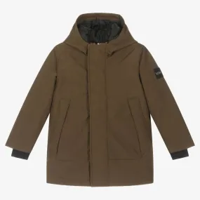 Brown Boys Hooded Parka Coat