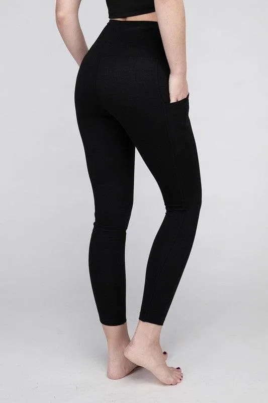 Brushed Full Length Leggings made from Microfiber for Women