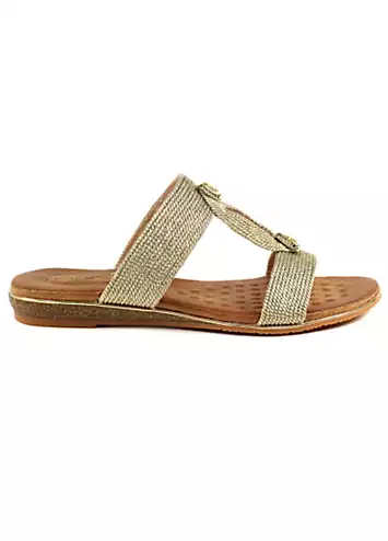 Calow Gold Sandals by Lunar | Look Again
