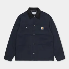 Carhartt WIP Michigan Coat Navy Rigid - Stylish men's jacket in navy blue.