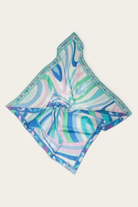 Silk scarf with Iridescent and Marble Prints