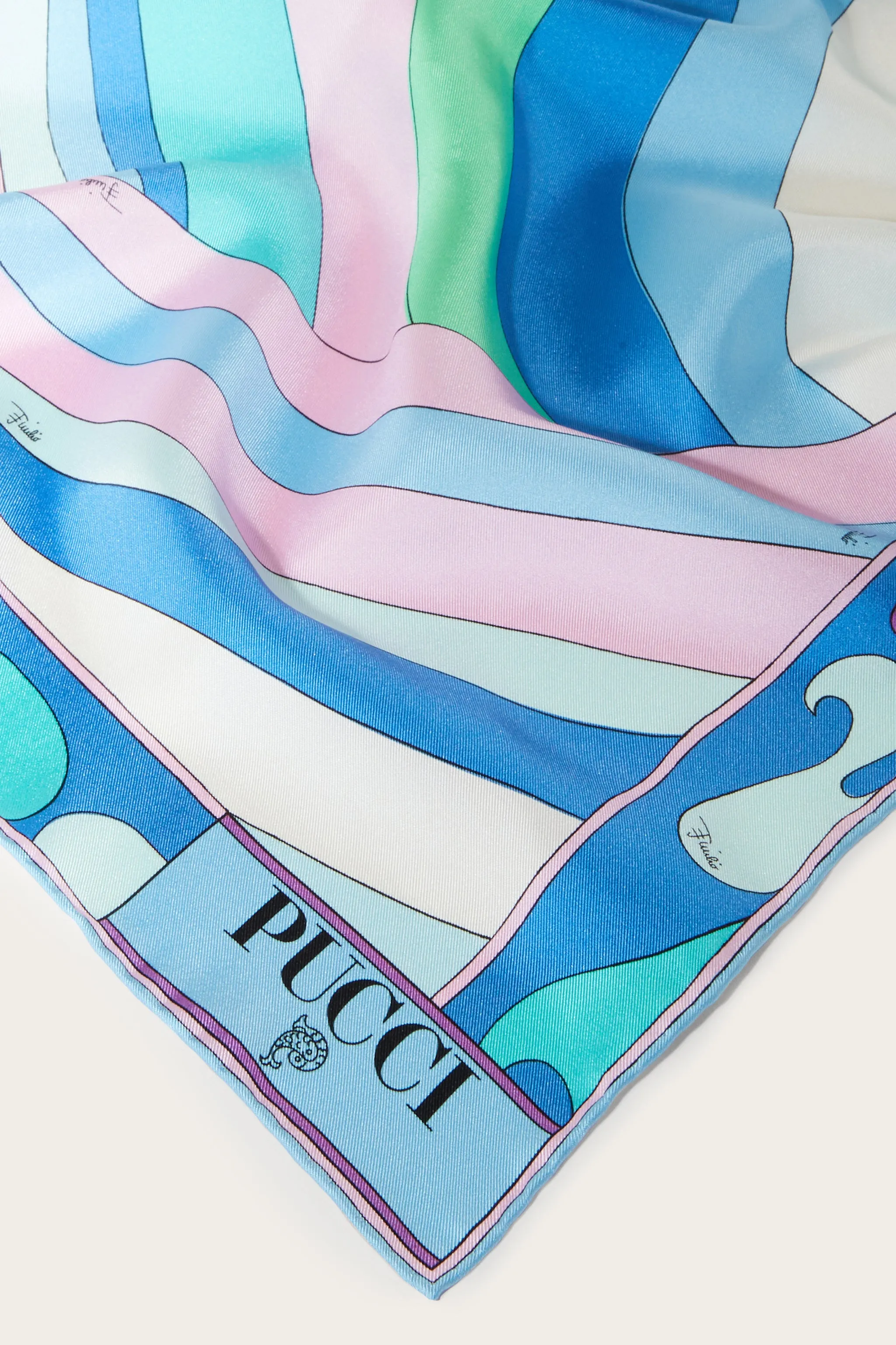 Silk scarf with Iridescent and Marble Prints