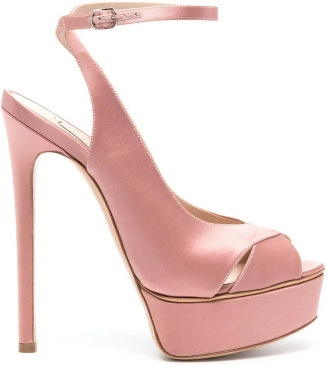 Pink Casadei Flora Jolly 155mm Satin Sandals