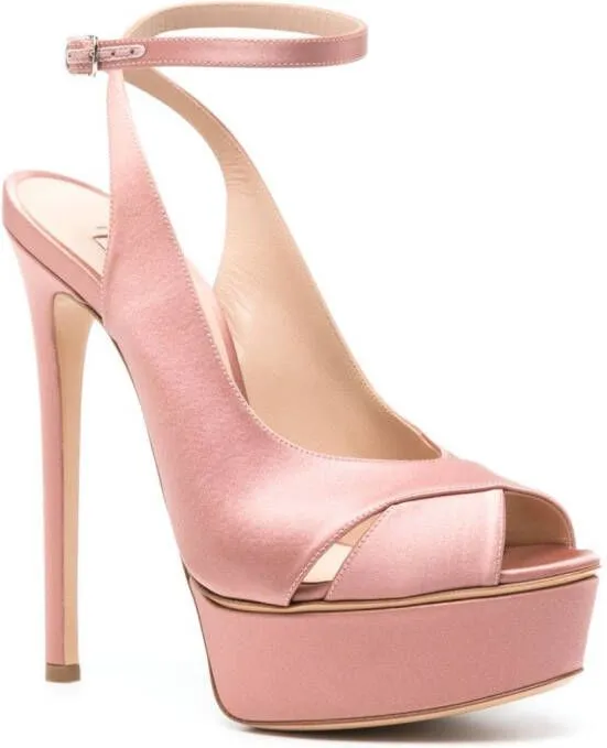 Pink Casadei Flora Jolly 155mm Satin Sandals