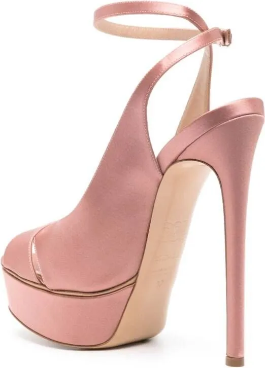 Pink Casadei Flora Jolly 155mm Satin Sandals