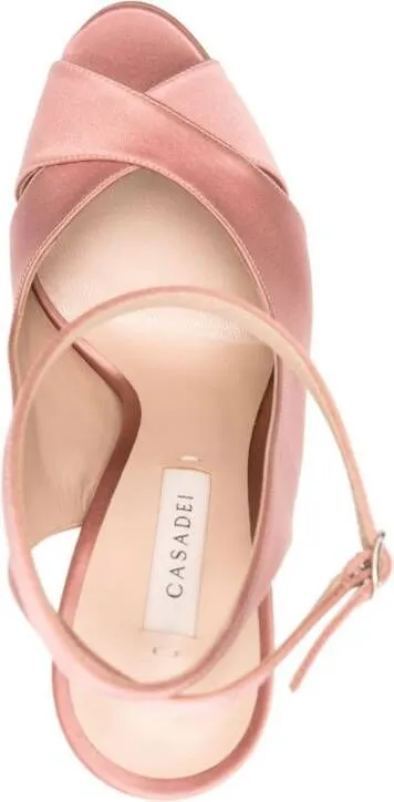 Pink Casadei Flora Jolly 155mm Satin Sandals