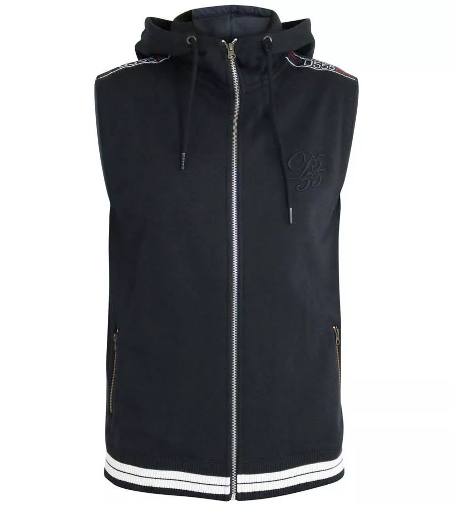 CHEMUNG 1 D555 Big Mens Couture Sleeveless Hoody With Taping Detail.