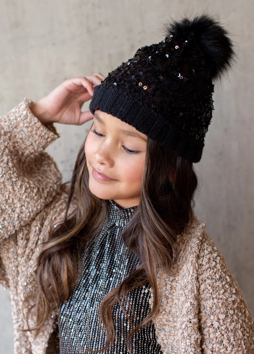 Chloe Black Sequin Beanie