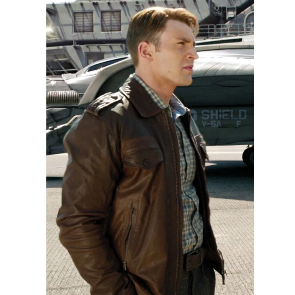 Chris Evans Captain America Avengers Brown Jacket