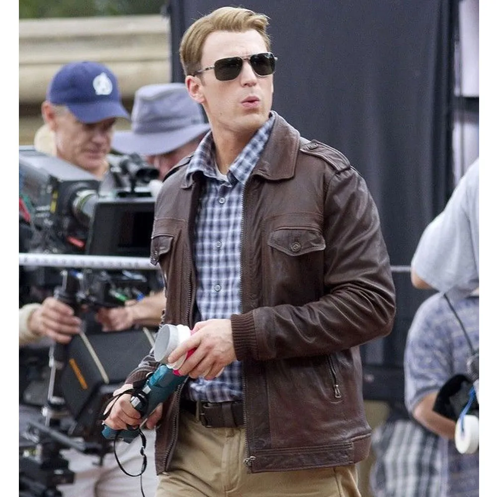 Chris Evans Captain America Avengers Brown Jacket