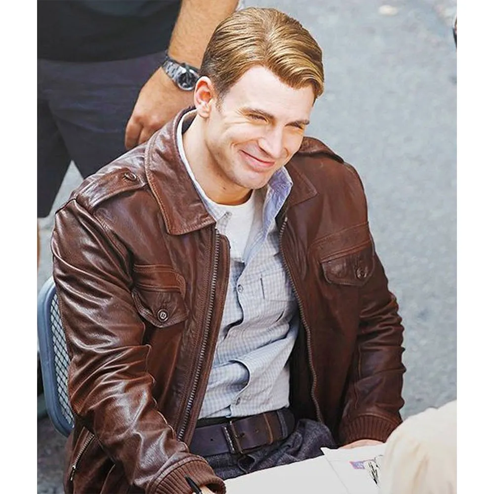 Chris Evans Captain America Avengers Brown Jacket