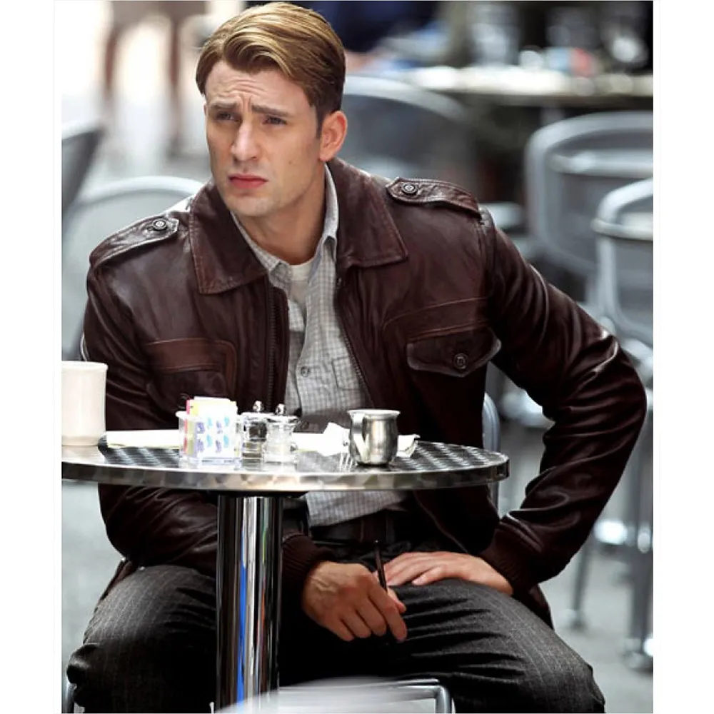 Chris Evans Captain America Avengers Brown Jacket