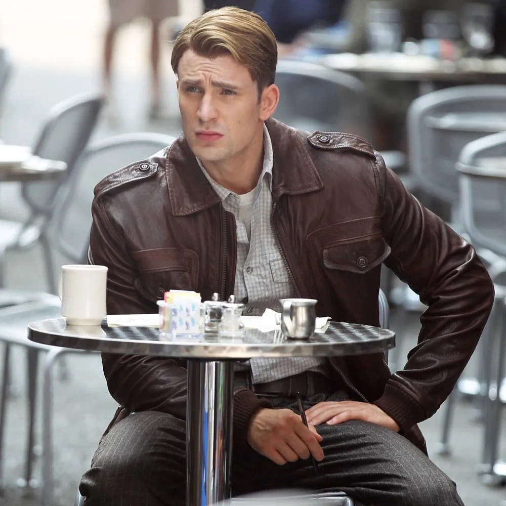 Chris Evans Captain America Avengers Brown Jacket