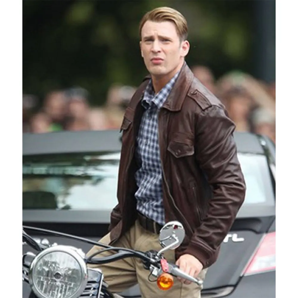 Chris Evans Captain America Avengers Brown Jacket