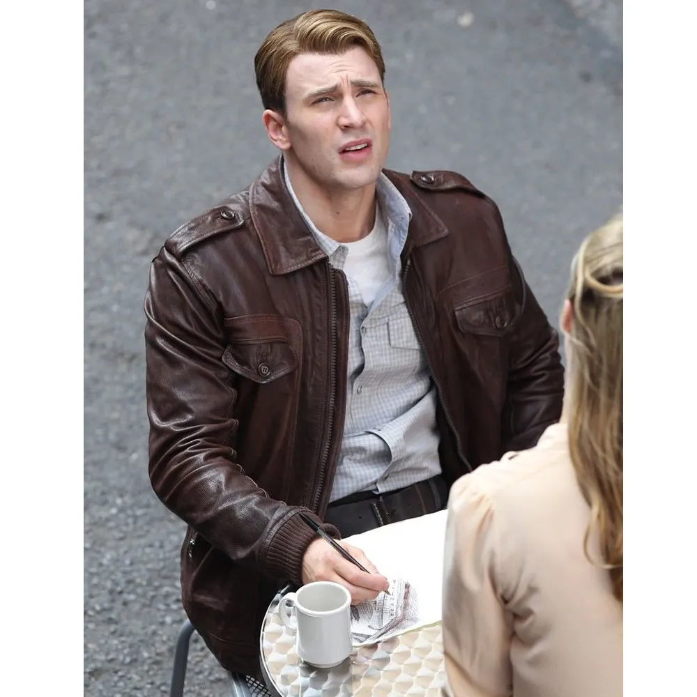 Chris Evans Captain America Avengers Brown Jacket