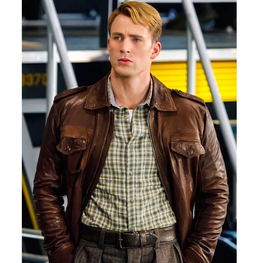 Chris Evans Captain America Avengers Brown Jacket