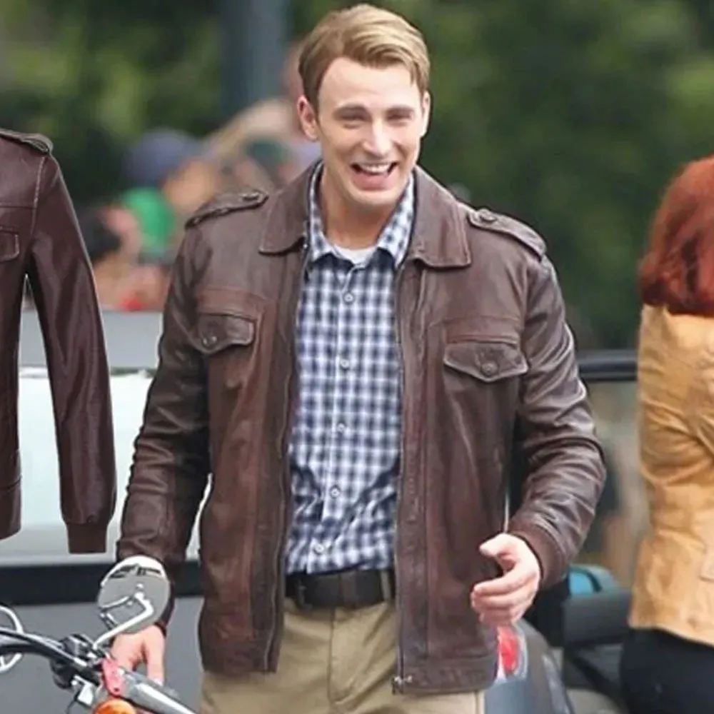 Chris Evans Captain America Avengers Brown Jacket