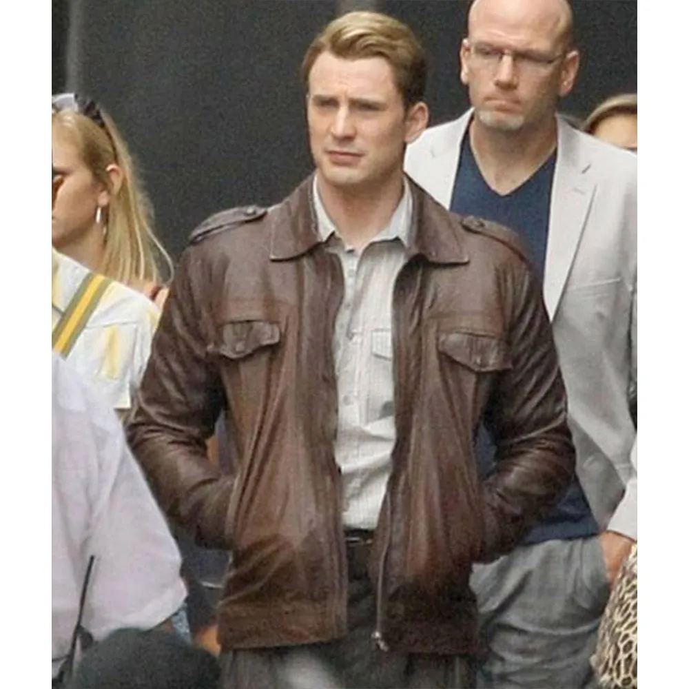 Chris Evans Captain America Avengers Brown Jacket