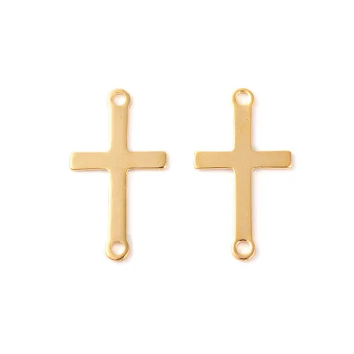 Connectors, Cross, 201 Stainless Steel, Sideways, Link, Golden, 23x12.5mm
