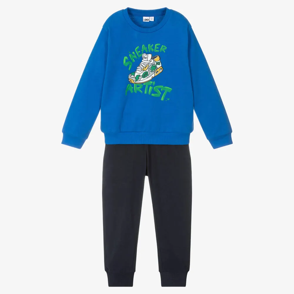 Cotton Sneaker Tracksuit for Boys, Blue