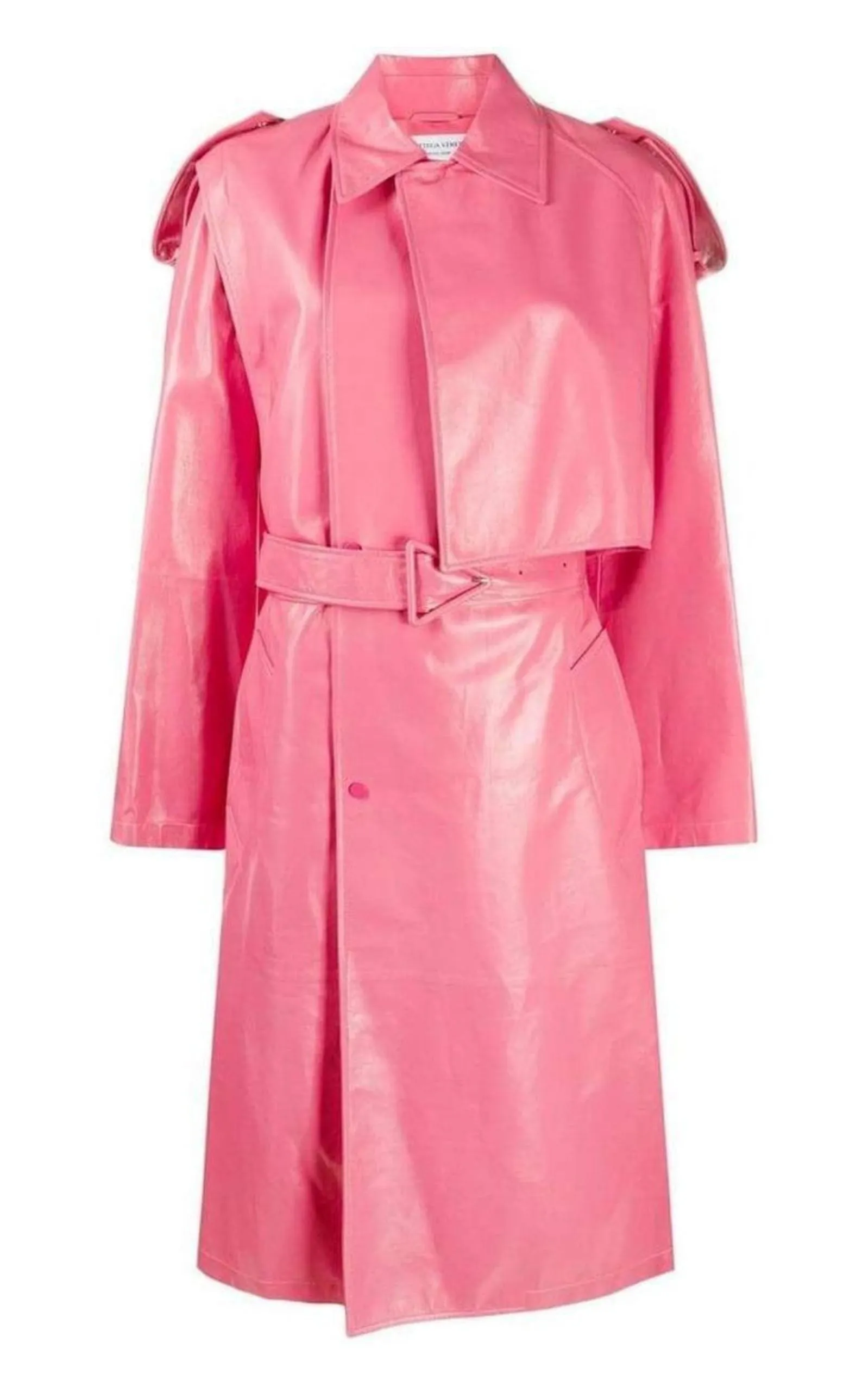 Crinkled Leather Trench Coat with Convertible Design