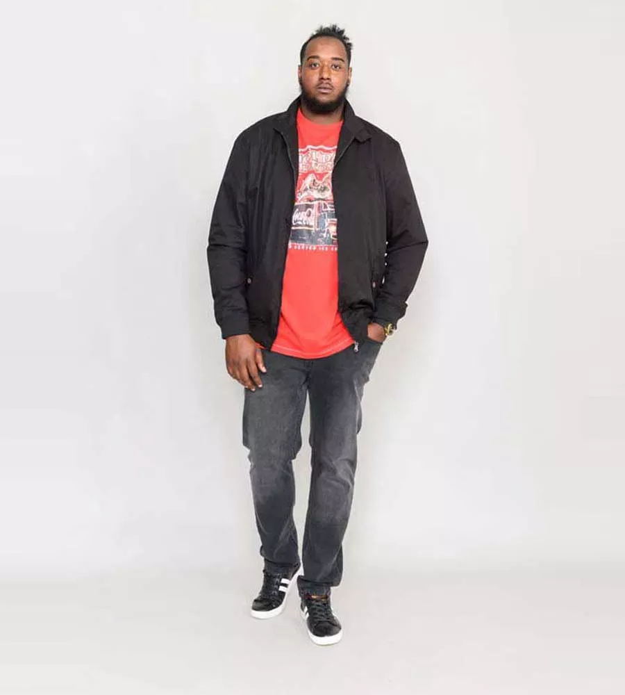 Big Men's Black Cotton Harrington Jacket - Windsor Black by D555