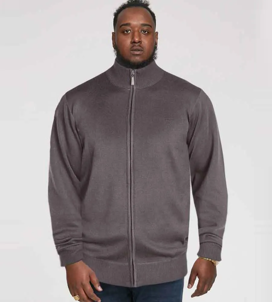 Buddy 3 Charcoal Plain Full Zip Sweater for Big Men by D555