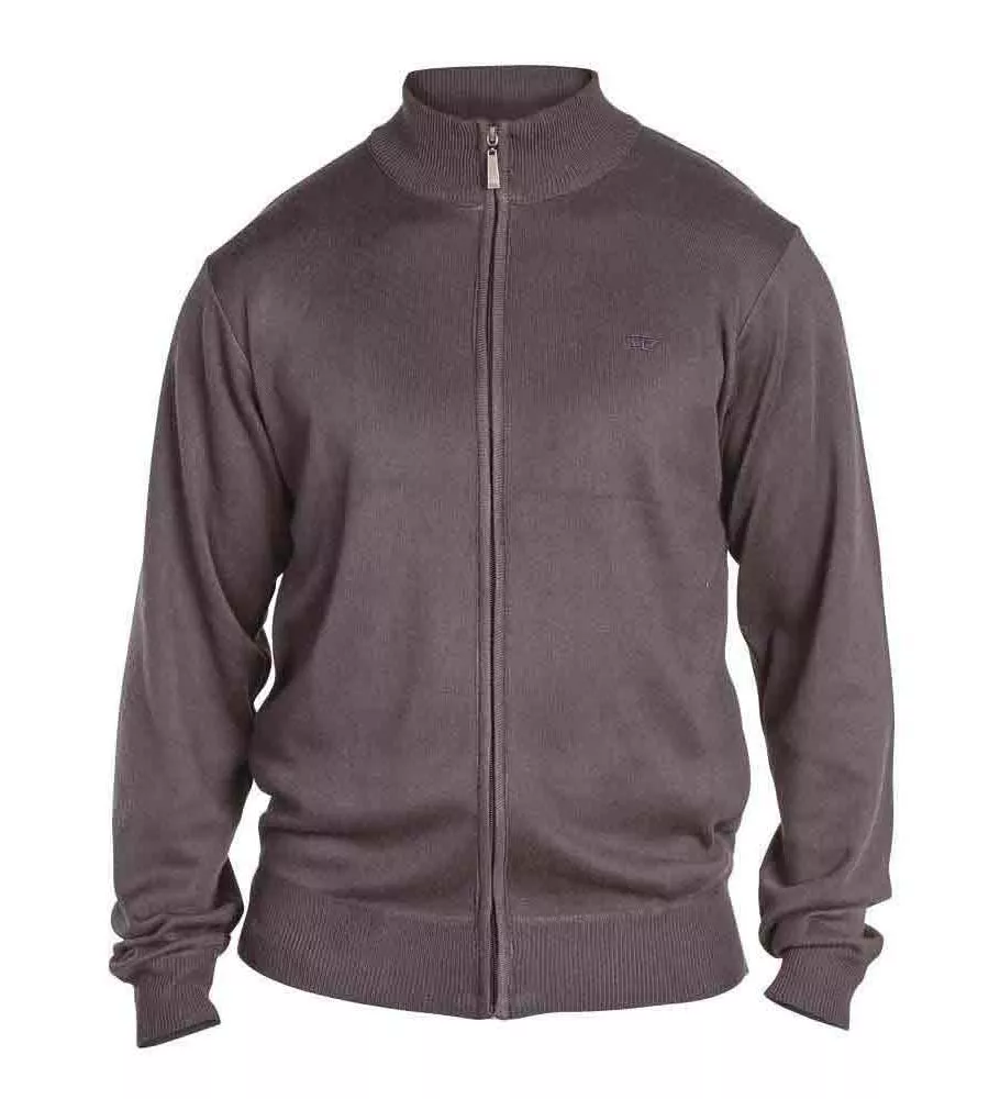 Buddy 3 Charcoal Plain Full Zip Sweater for Big Men by D555