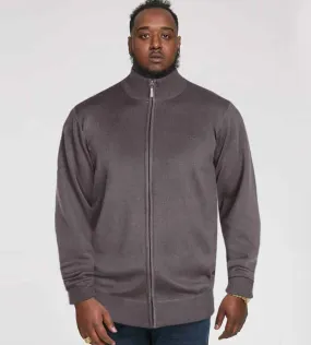 Buddy 3 Charcoal Plain Full Zip Sweater for Big Men by D555