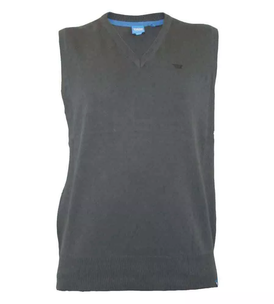 Whitby 3 Charcoal Sleeveless Sweater for Big Men by D555